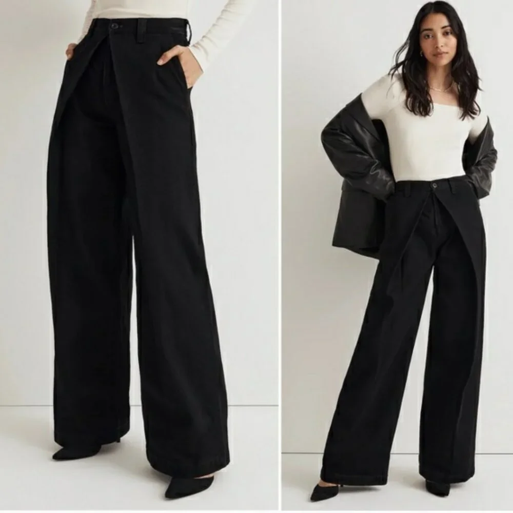 Madewell Extra Wide Leg High Rise Black Jeans SIZE 25